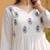 Women white printed anarkali kurta with dupatta set stitched