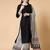 Women black solid print kurta palazzo with dupatta set stitched