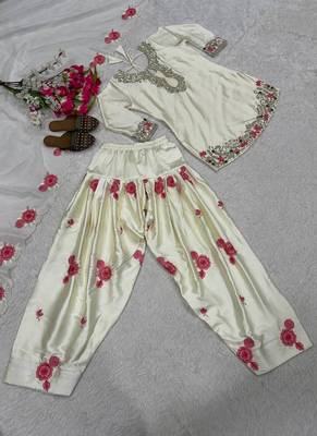 white japan satin suit with organza dupatta 4