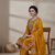 yellow japan satin suit with organza dupatta