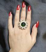 Afrah green stone studded ring