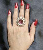 Afrah pink stone studded ring