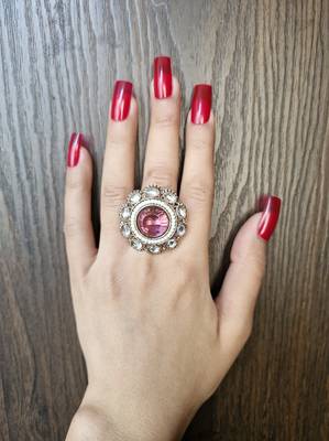 Afrah pink stone studded ring 2