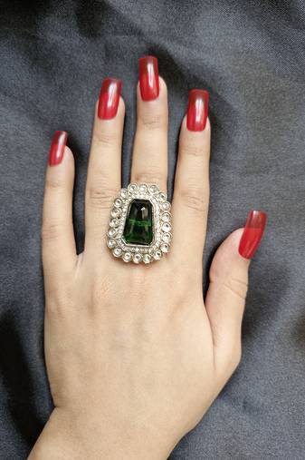 Jamila green stone studded ring