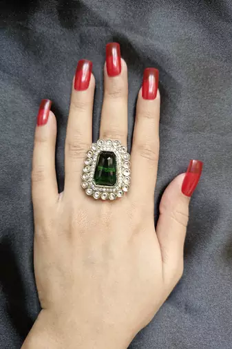 Jamila green stone studded ring