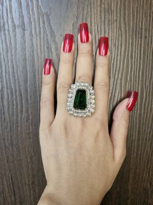 Jamila green stone studded ring 2