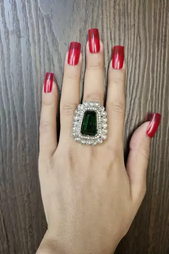 Jamila green stone studded ring