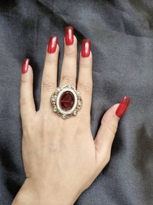 Jamila maroon stone studded ring 1