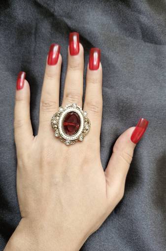 Jamila maroon stone studded ring