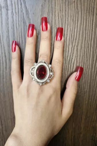 Jamila maroon stone studded ring