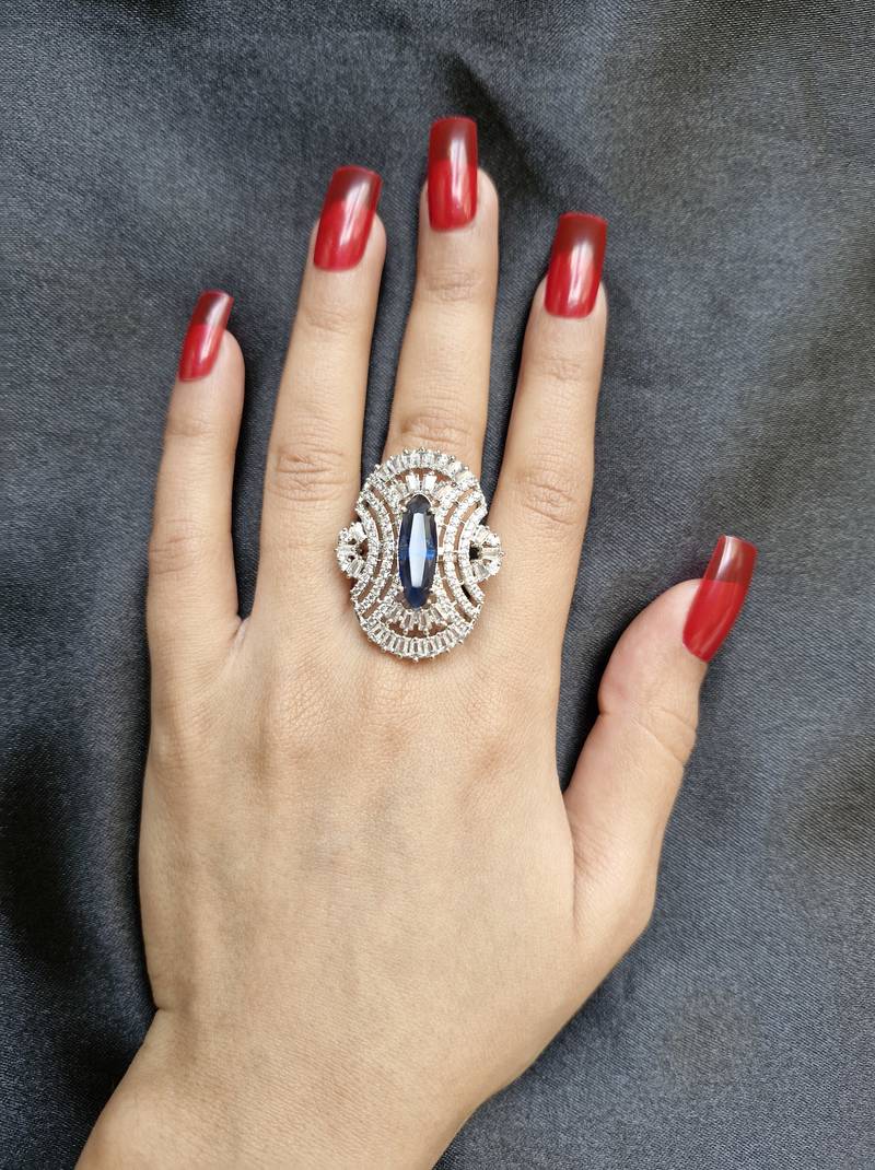 Aarzoo blue american diamond ring