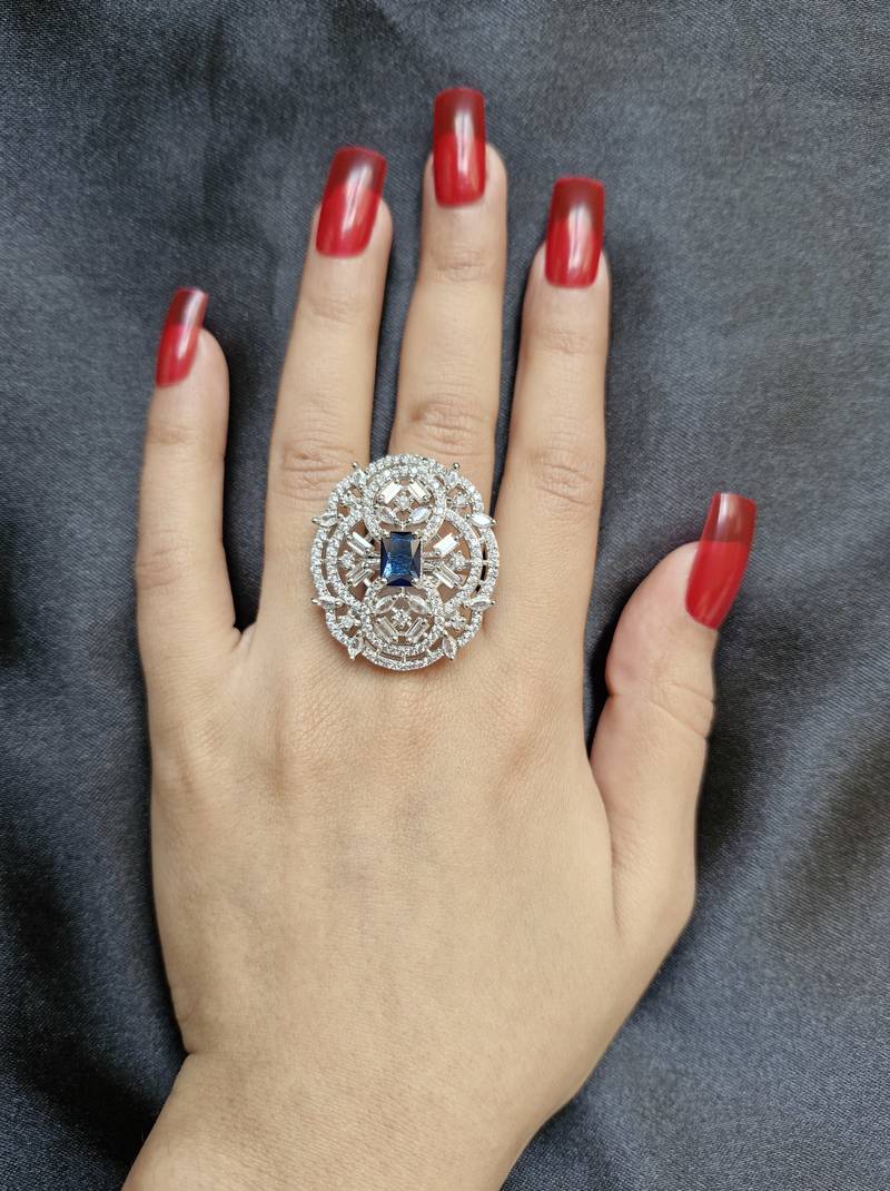 Megha blue american diamond ring