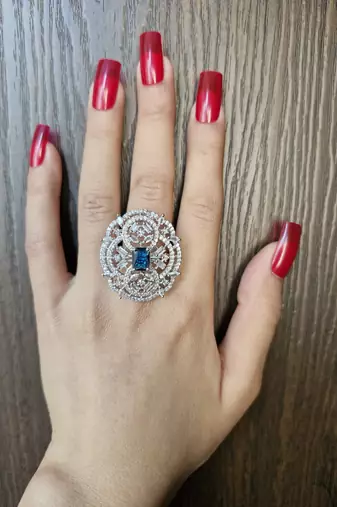 Megha blue american diamond ring