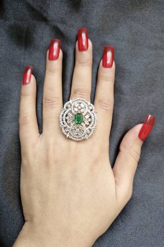 Megha green american diamond ring