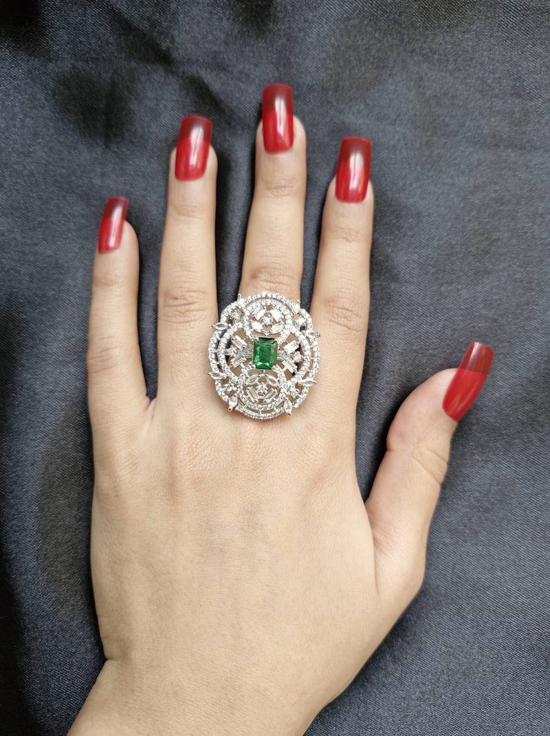 Megha green american diamond ring