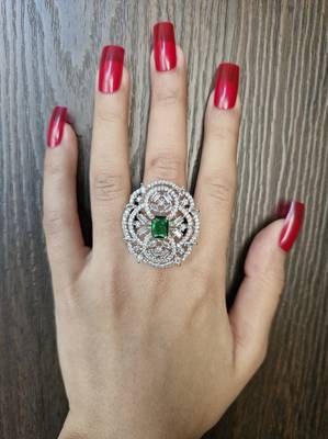 Megha green american diamond ring 2