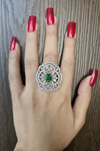 Megha green american diamond ring