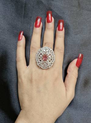 Megha pink american diamond ring 1