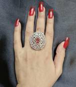 Megha pink american diamond ring