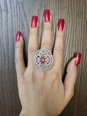 Megha pink american diamond ring 2