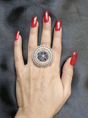 Madhavi blue american diamond ring 1