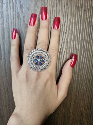 Madhavi blue american diamond ring 2