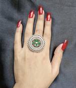 Madhavi green american diamond ring