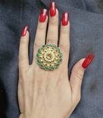 Lubna green stone studded ring