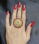 Lubna maroon stone studded ring