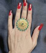 Husna green stone studded ring