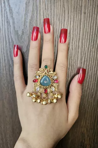 Rashmika kashmiri ring with ghungroo