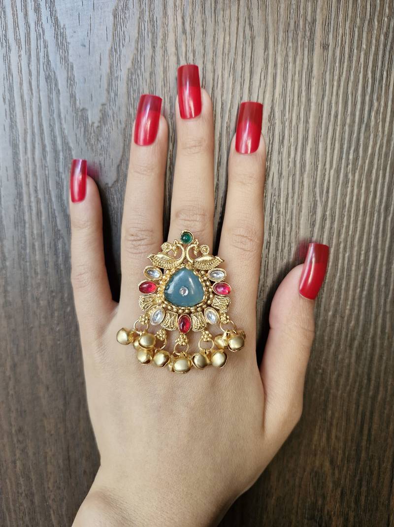 Rashmika kashmiri ring with ghungroo