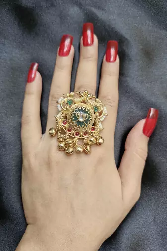 Srileela kashmiri ring with ghungroo