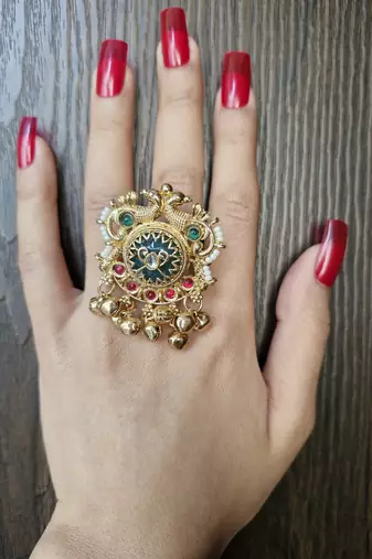Srileela kashmiri ring with ghungroo