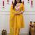 Yellow chanderi heavy thread embroidery work kurta pant set