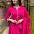 Rani pink p.v chanderi heavy thread embroidery work kurta pant set