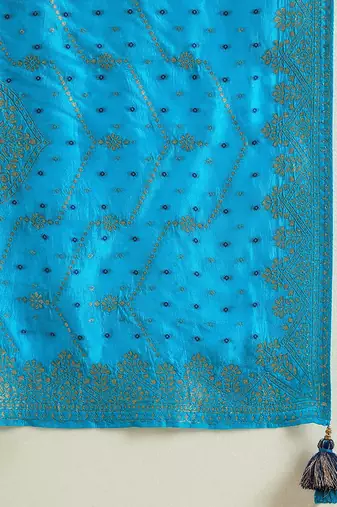 navy blue silk kurta pant with embroidery