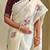 White kota doriya self weaving with embroidered saree with unstitched blouse