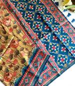 Mustard dola viscose digital print saree with unstitched blouse