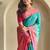 Turquoise dual tone silk weaving saree with unstitched blouse