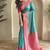 Turquoise dual tone silk weaving saree with unstitched blouse
