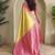 Yellow dual tone silk weaving saree with unstitched blouse