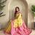 Yellow dual tone silk weaving saree with unstitched blouse