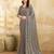 Grey Satin Embroidery With Sequence Work Saree with Unstitched Shrug and Blouse