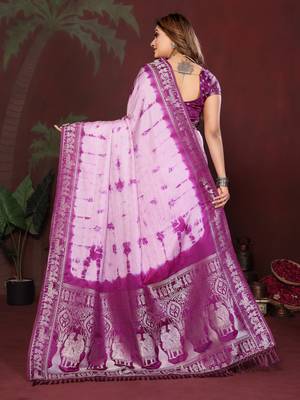 Plum Color With Zari Weaving Sibory Soft Satin Silk Saree 4