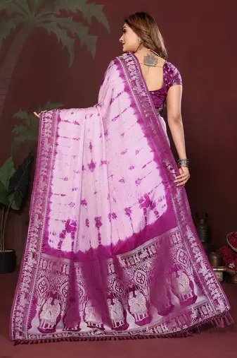 Plum Color With Zari Weaving Sibory Soft Satin Silk Saree