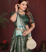 Dark GreenColor With Zari Weaving Sibory Soft Satin Silk Saree