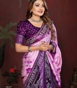 Purple Color With Zari Weaving Sibory Soft Satin Silk Saree