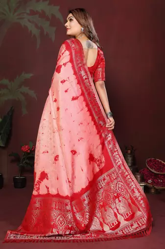 Red Color With Zari Weaving Sibory Soft Satin Silk Saree
