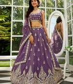 light purple georgette sequined embroidery lehenga set